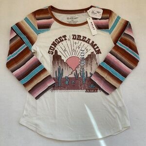 ARIAT WOMENS GRAPHIC WESTERN COWGIRL SUNSET DREAMS MULTICOLORED SIZE SMALL NWT
